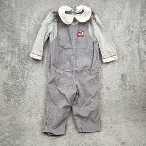 Bryan Jumpsuit Baby Boy 24 Mo Corduroy Overalls L/S Train Railroad USA Made VTG